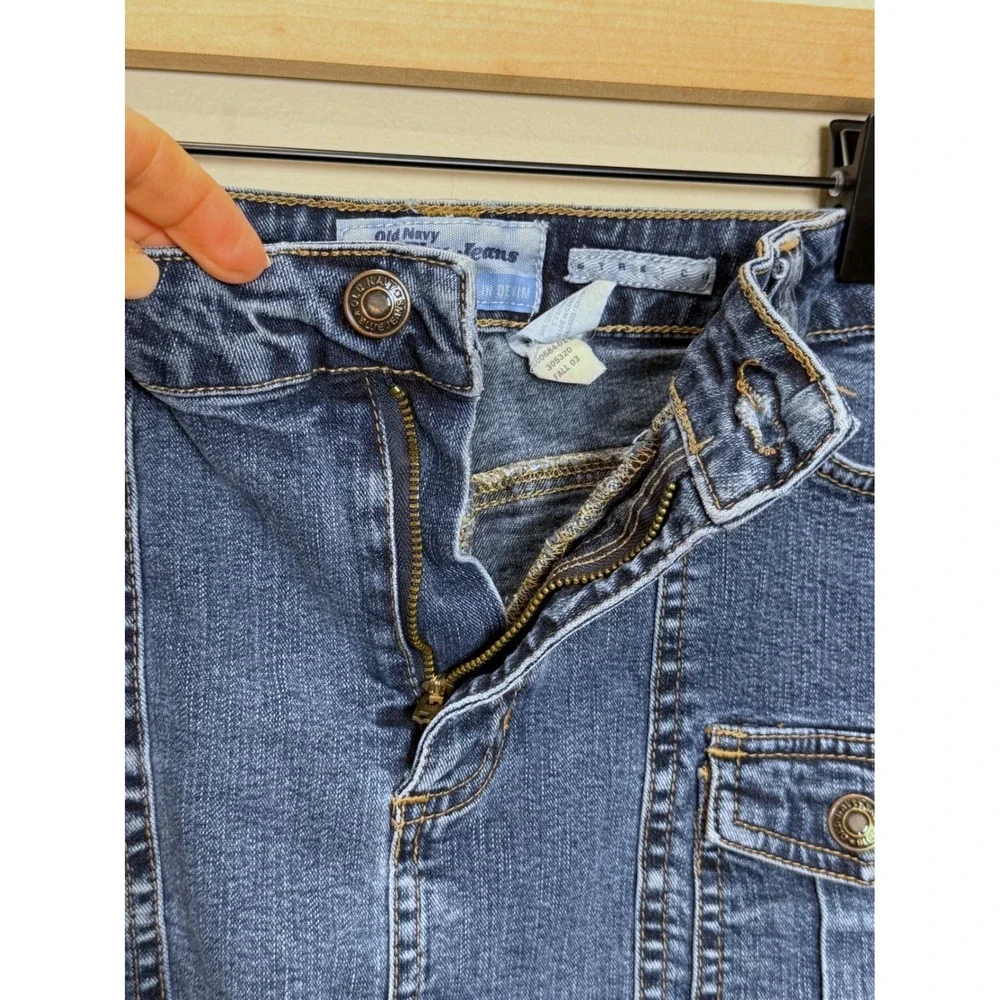 VTG Old Navy 10 Denim Jean Cargo Mini Skirt Front Pocket Low‎ Rise Y2K 2000s